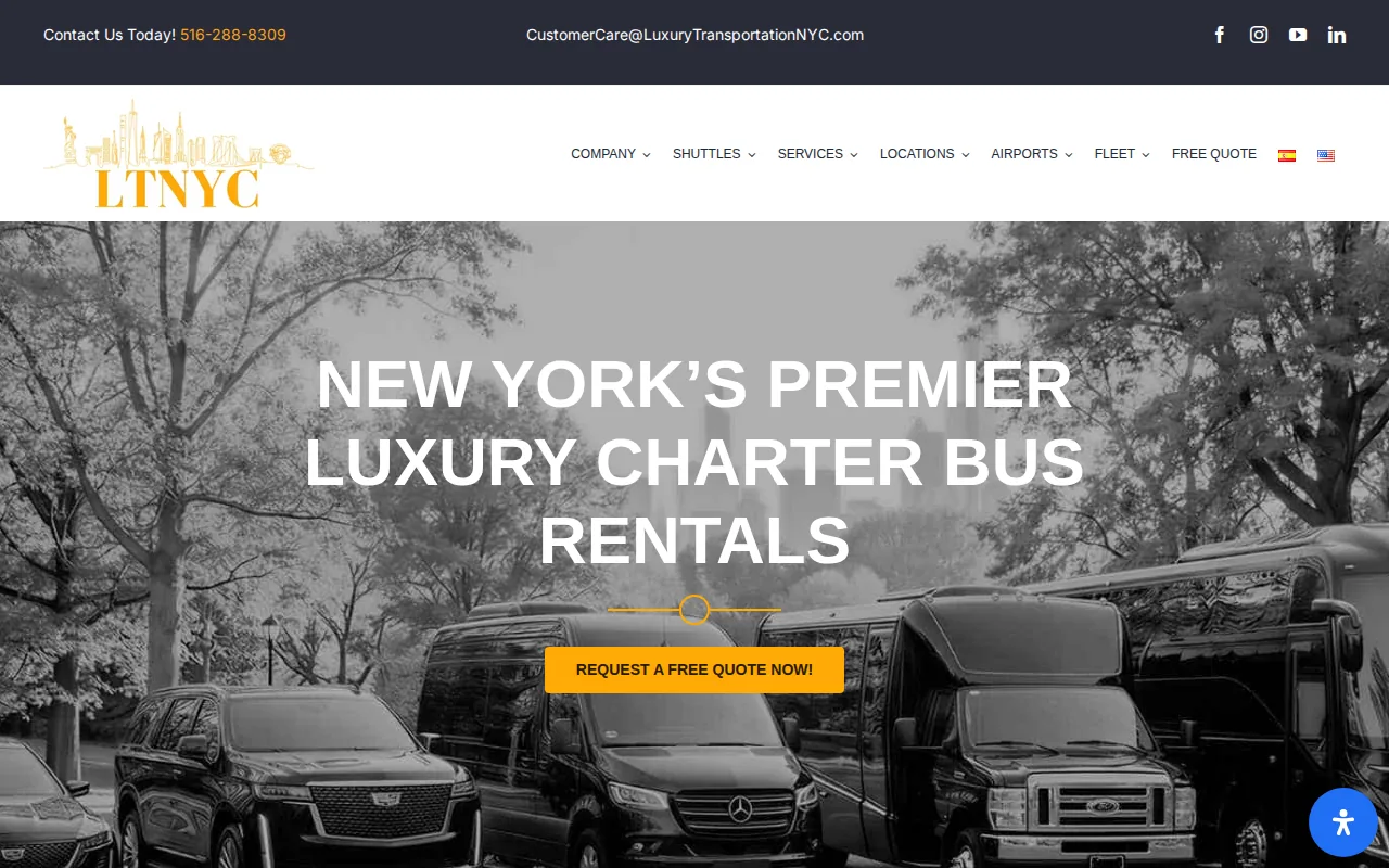 Screenshot of the Luxury Transportation NYC website