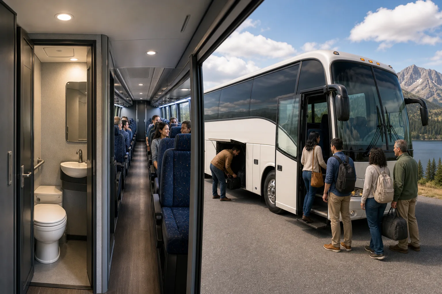 Illustration for 56-Passenger Motor Coach With Restroom