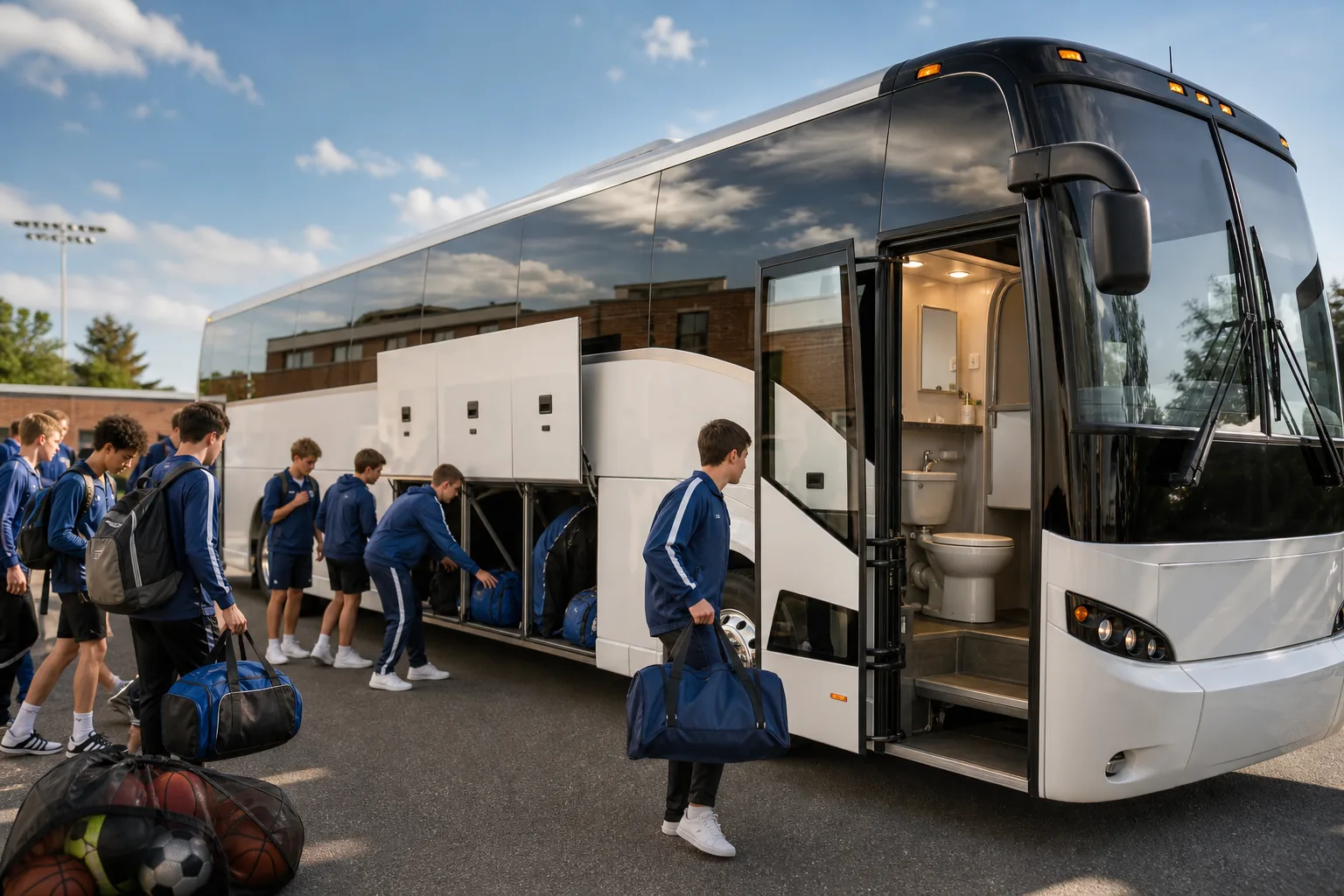 Illustration for Full-Size Motor Coaches for School and Sports Groups