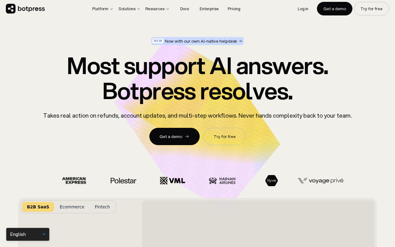 Botpress homepage screenshot