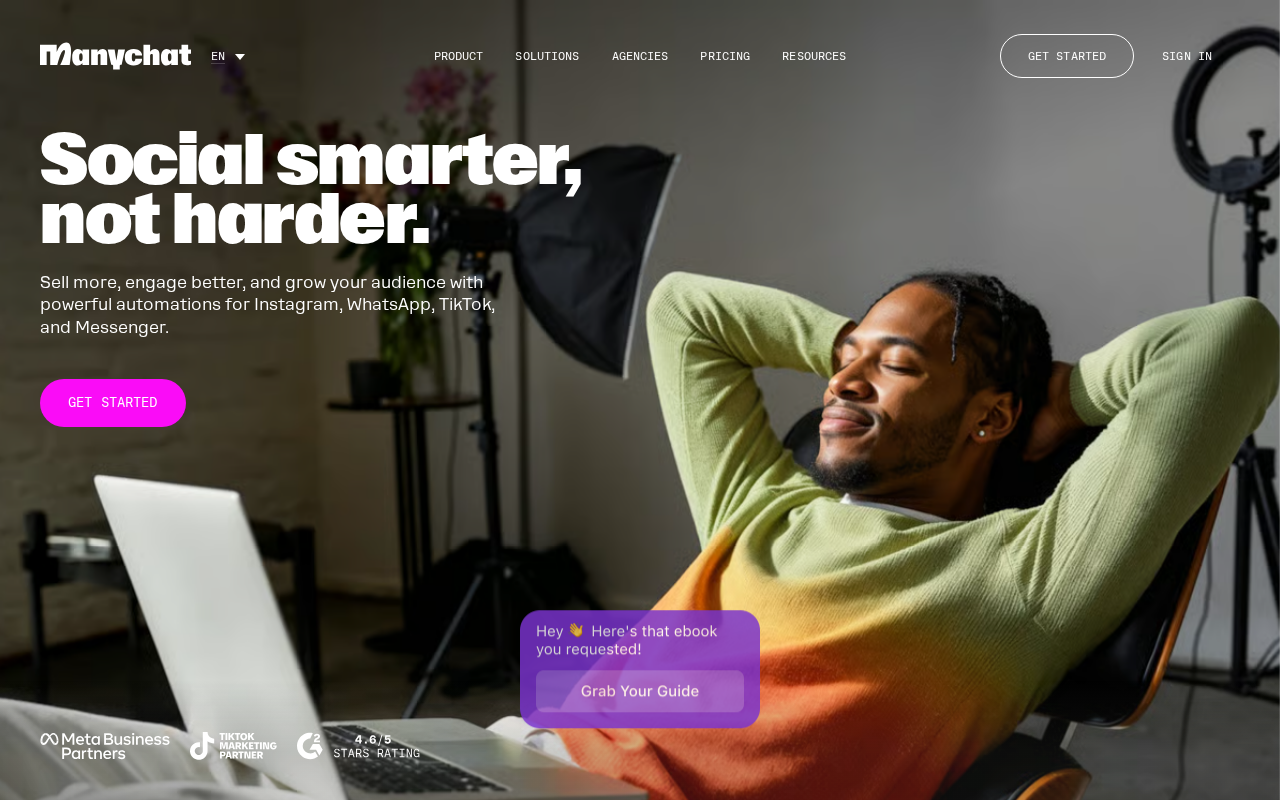 ManyChat homepage screenshot
