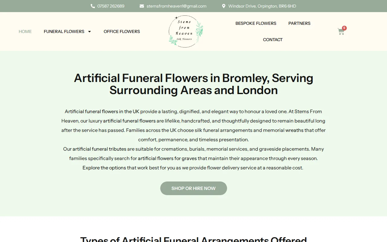 Screenshot of the Stems From Heaven website