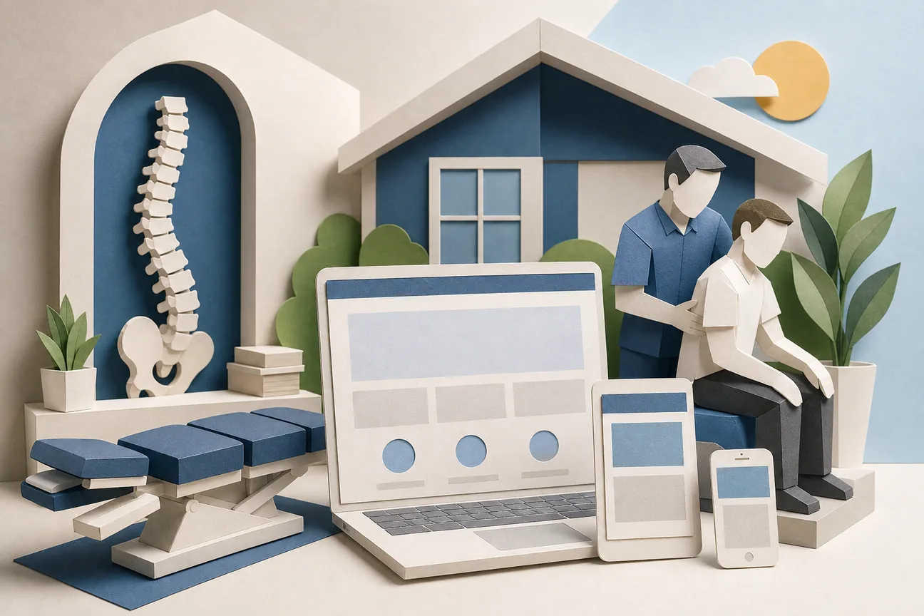 Papercraft illustration of Best Chiropractic Websites and Builders for Clinics