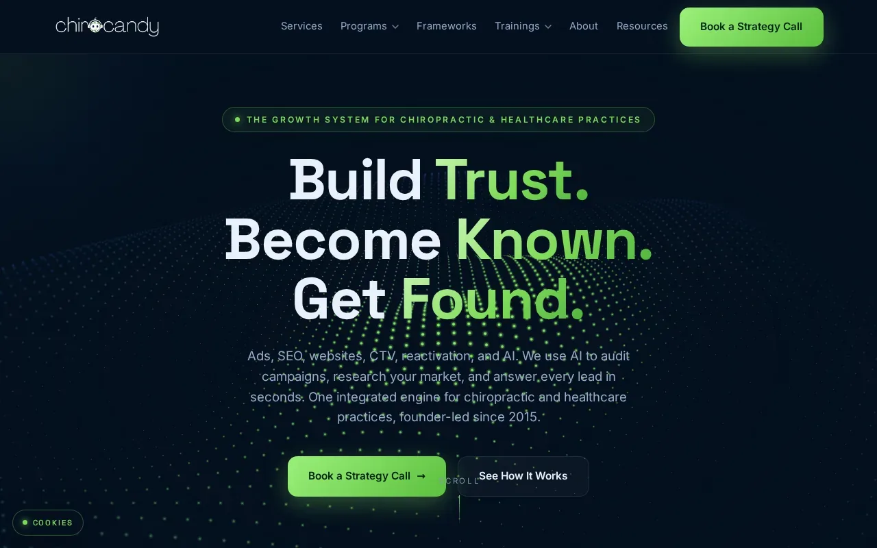 Screenshot of the ChiroCandy website