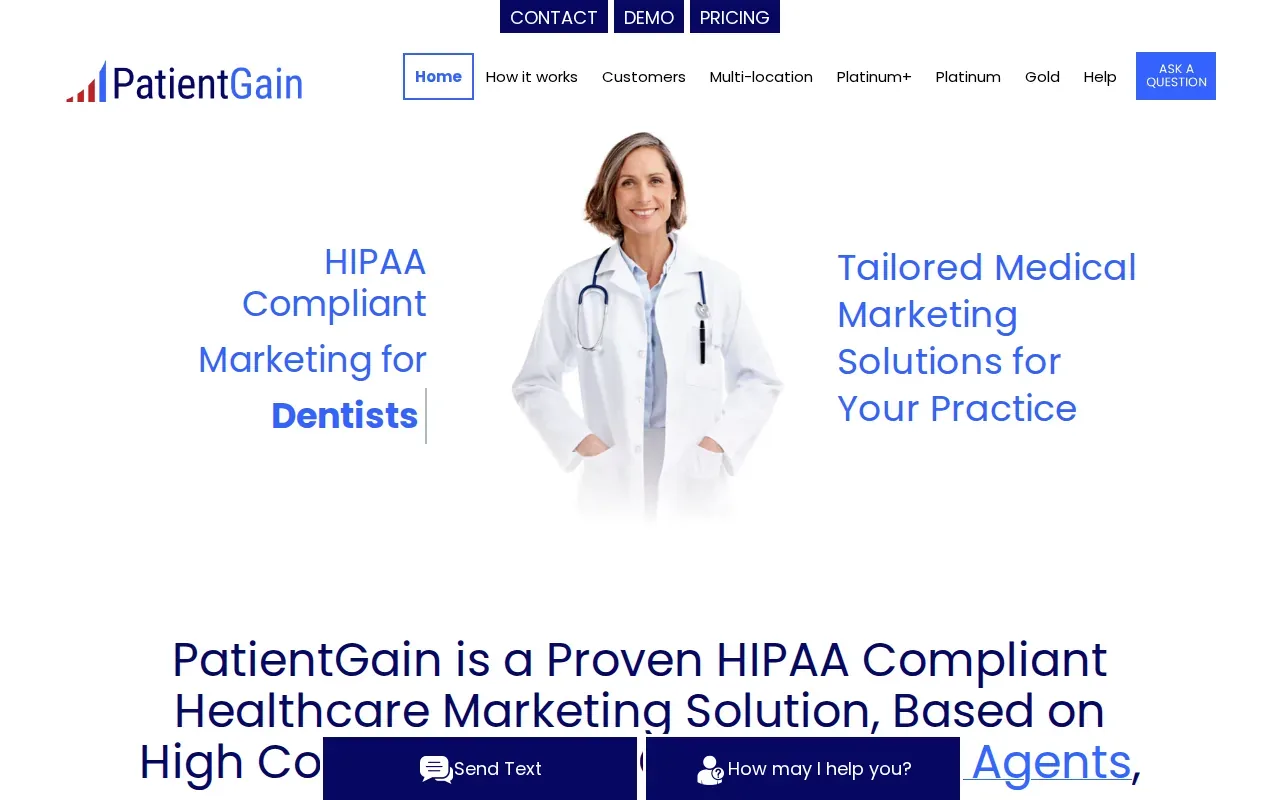 Screenshot of the PatientGain website