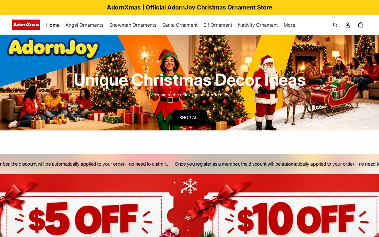 Screenshot of the AdornXmas website