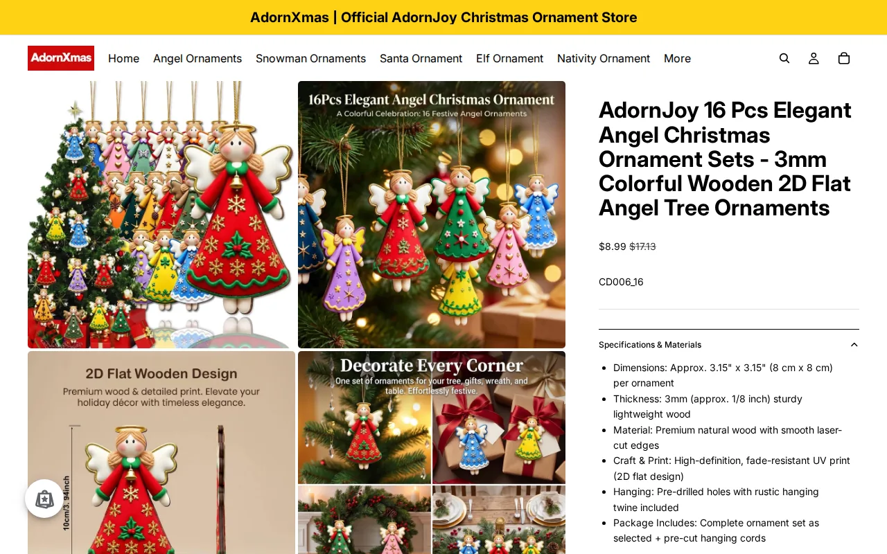 Screenshot of the AdornJoy website