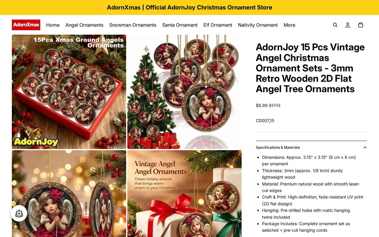 Screenshot of the AdornJoy website