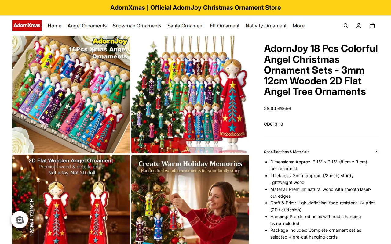 Screenshot of the AdornJoy Colorful Angel website
