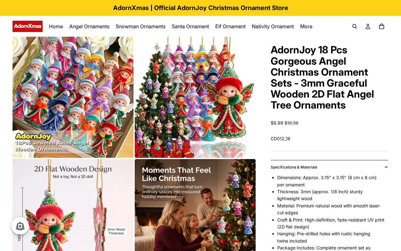 Screenshot of the AdornJoy Gorgeous Angel website