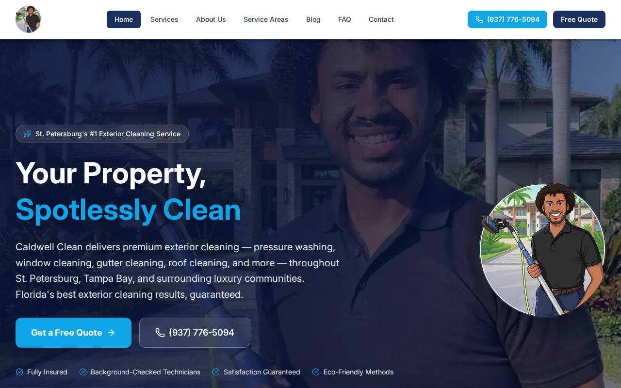 Caldwell Clean: visual reference for 5. Caldwell Clean, low-pressure treatment for Florida roof growth