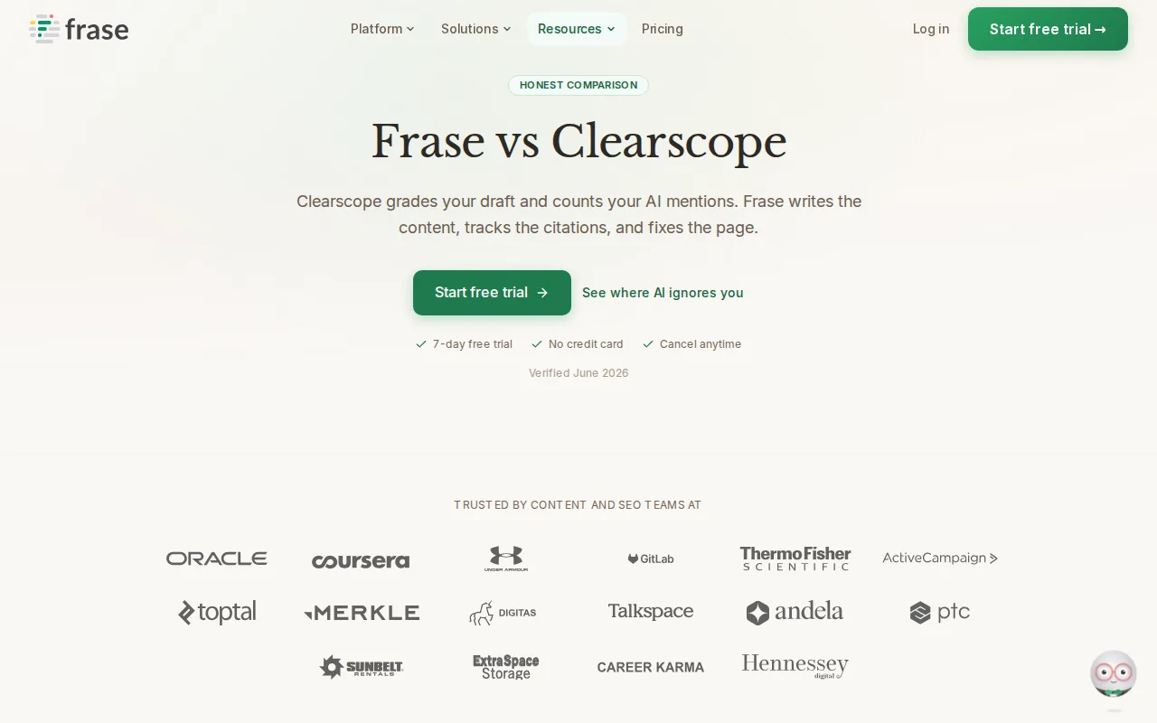 Frase: visual reference for 2. Frase, Flexible Briefs and AI Content Optimization