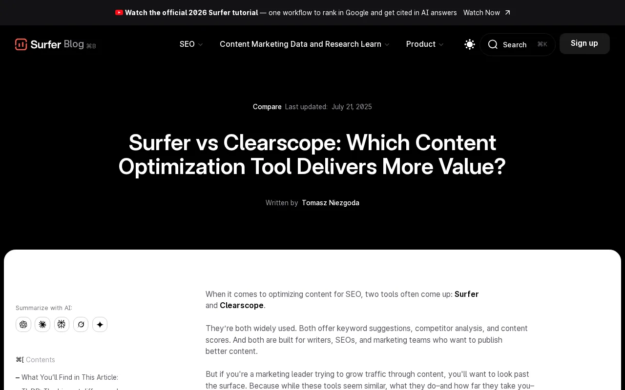 Surfer SEO: visual reference for 3. Surfer SEO, Broad Optimization and Content Workflow Depth