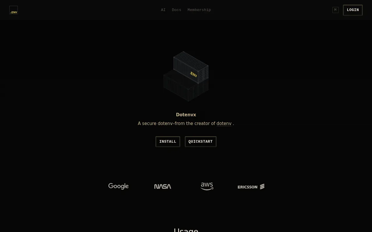 Screenshot of the dotenvx website