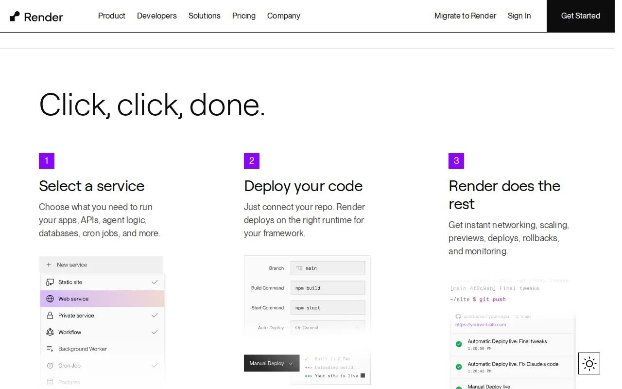 Render: visual reference for 5. Render , Simple Web App Hosting