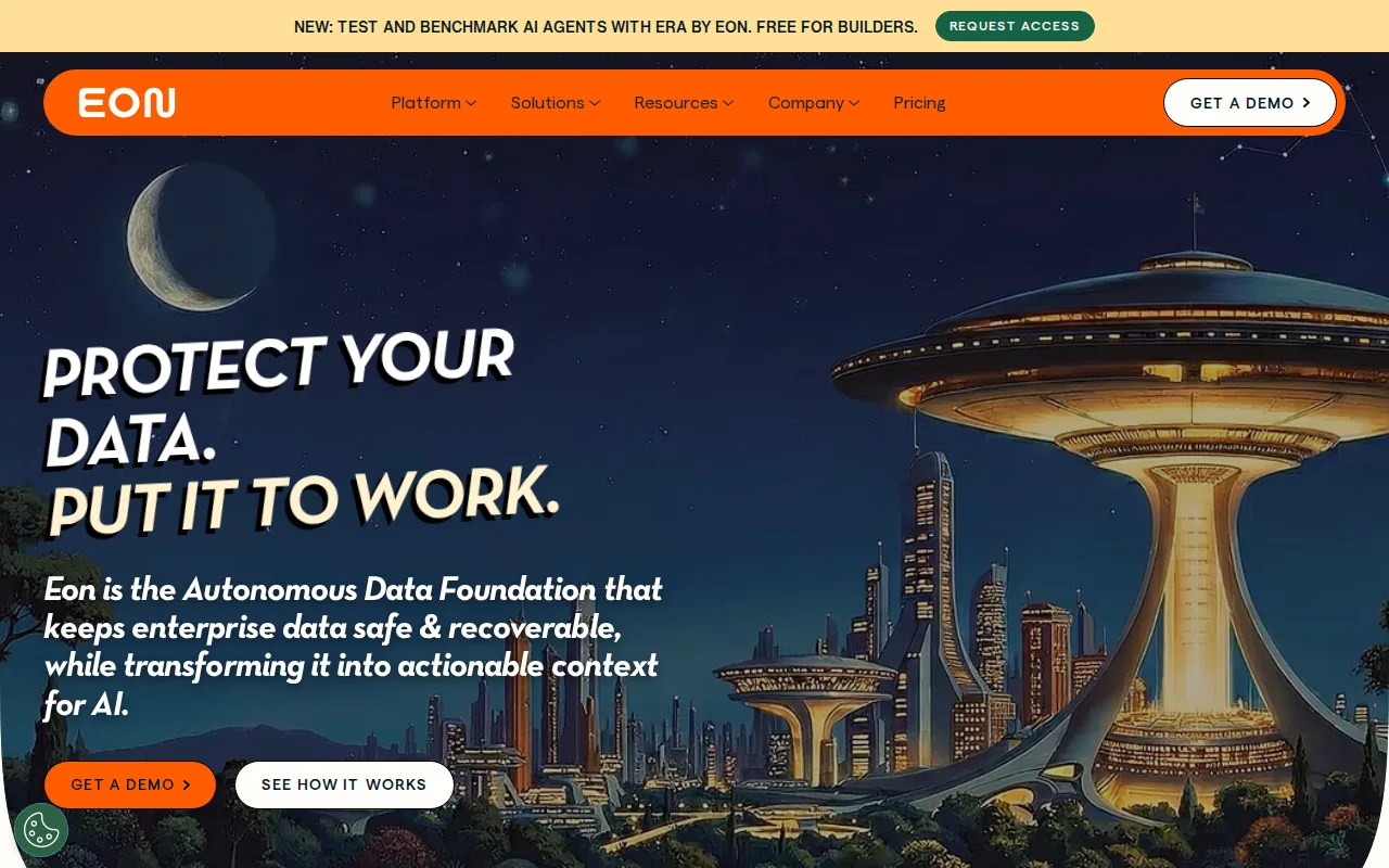 Screenshot of the Eon website
