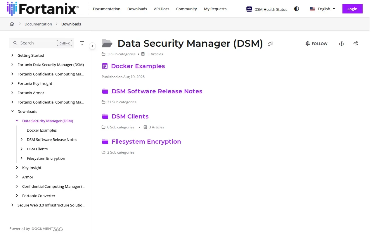 Screenshot of the Fortanix Data Security Manager website