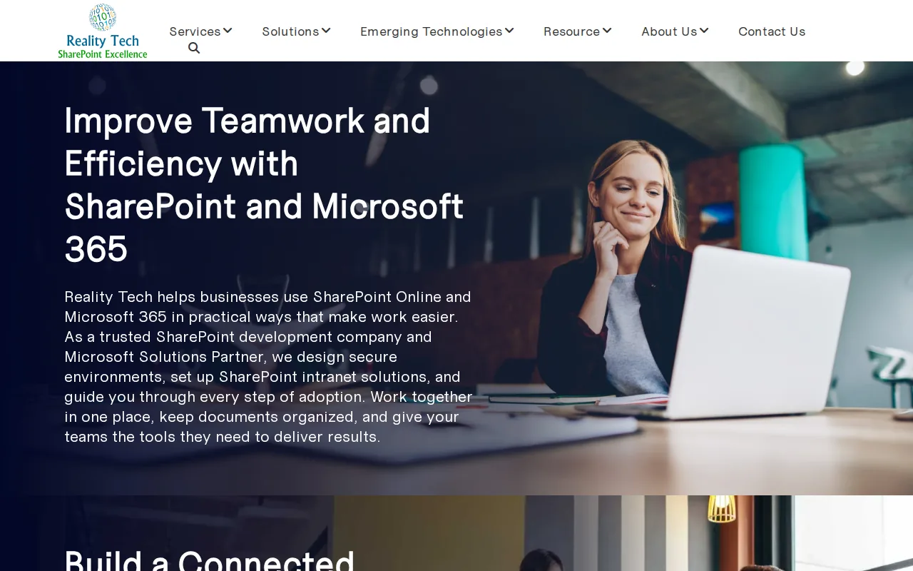 Screenshot of the Reality Tech website