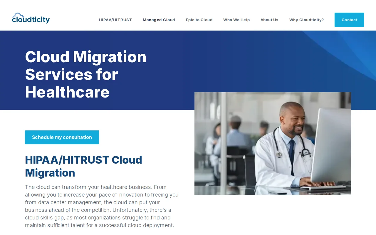 Screenshot of the Cloudticity website