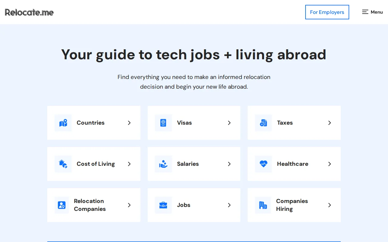 Screenshot of the Relocate website