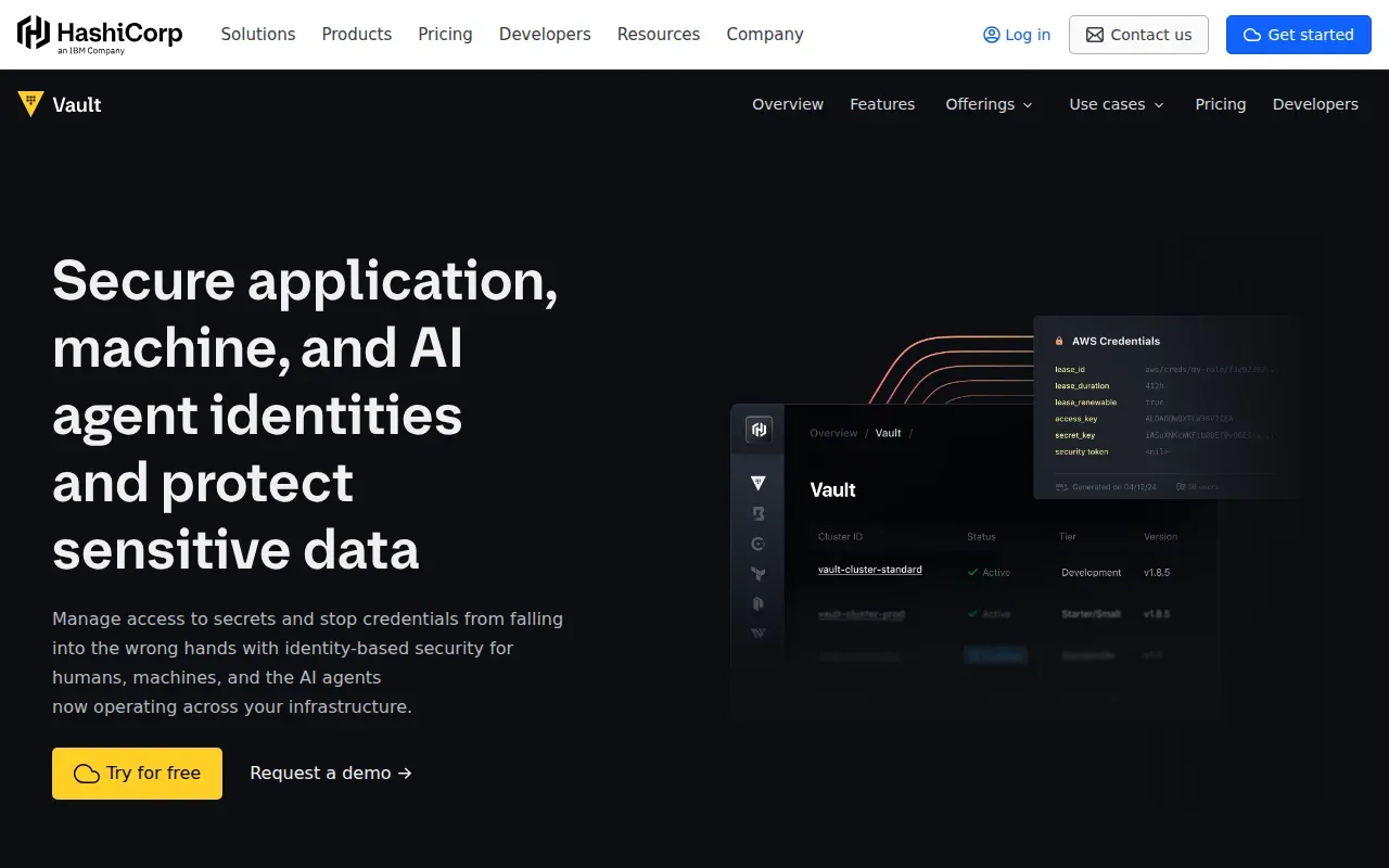 Screenshot of the HashiCorp Vault website