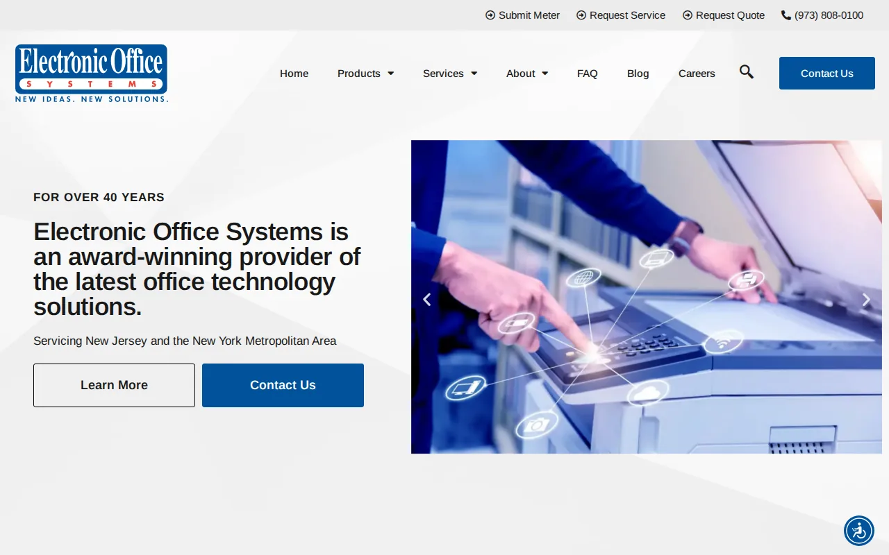 Screenshot of the Electronic Office Systems website