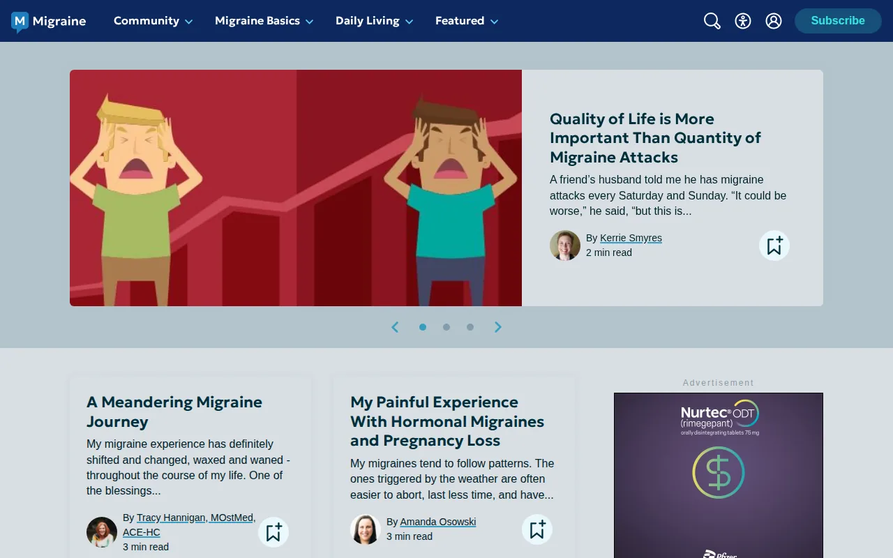 Migraine: longer attacks with sensory symptoms homepage screenshot