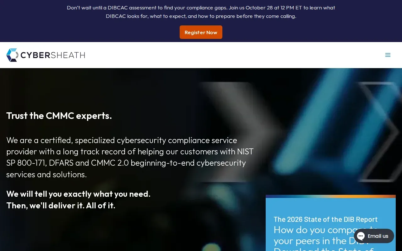 Screenshot of the CyberSheath website