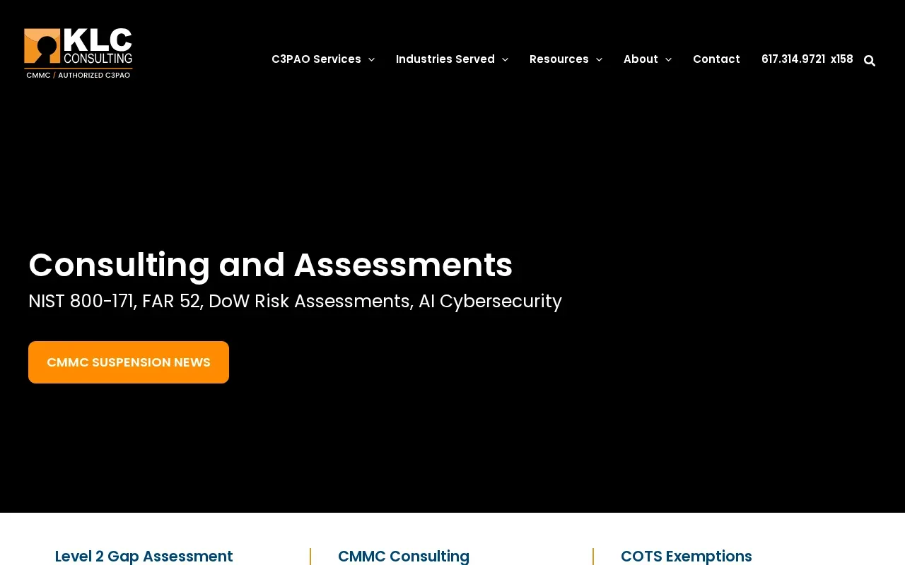 Screenshot of the KLC Consulting website