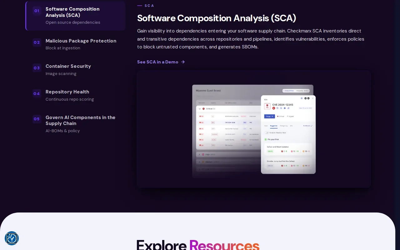 Screenshot of the Checkmarx One website