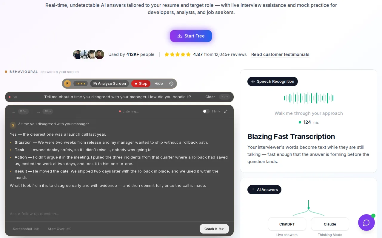 Screenshot of the Phantom Code AI website