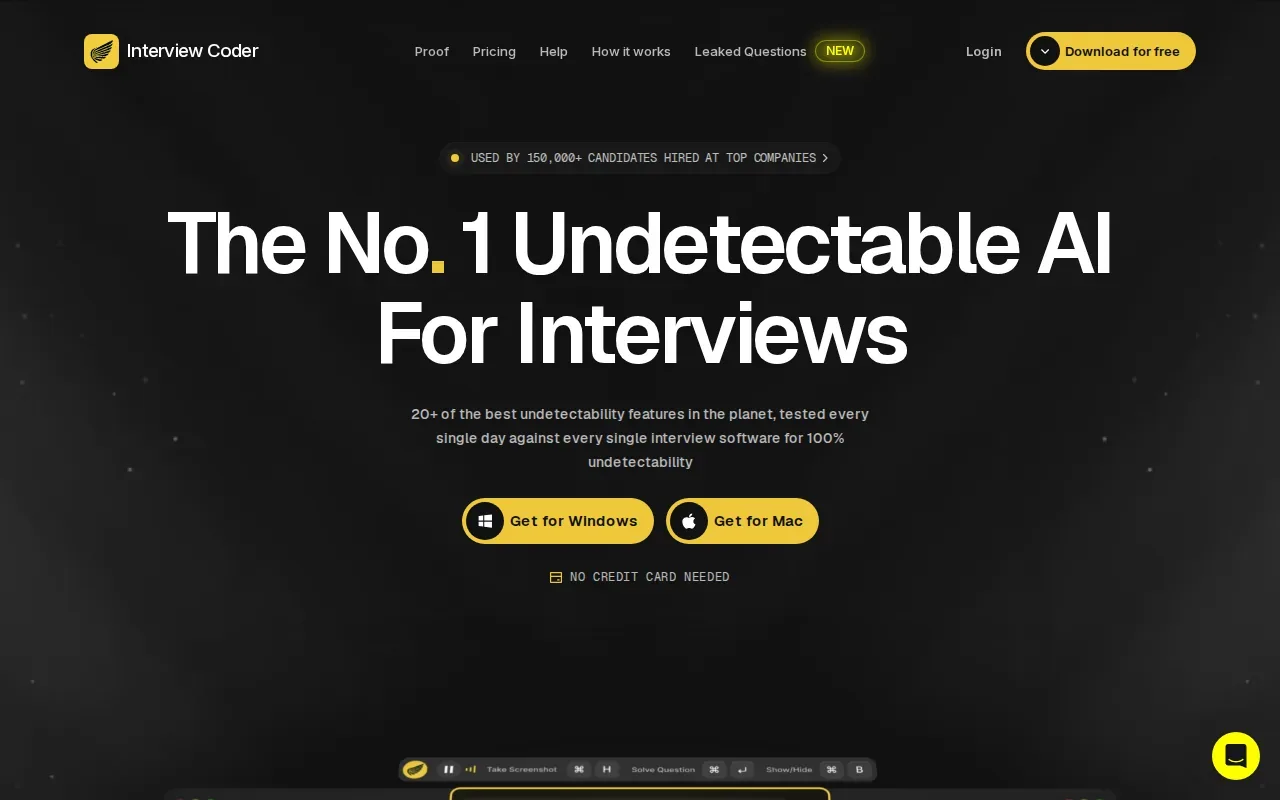 Screenshot of the InterviewCoder website