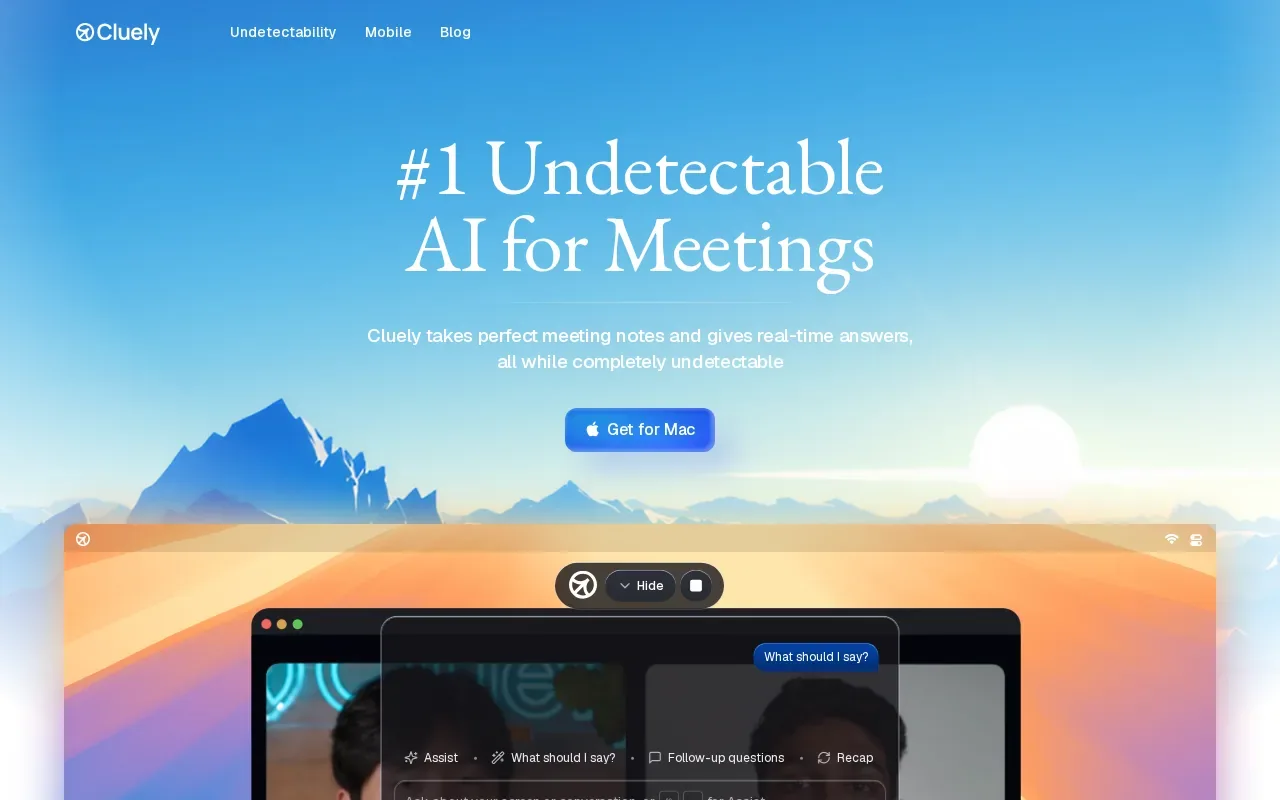 Screenshot of the Cluely website