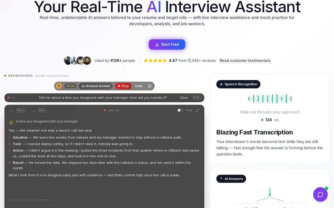 Screenshot of the Phantom Code AI website