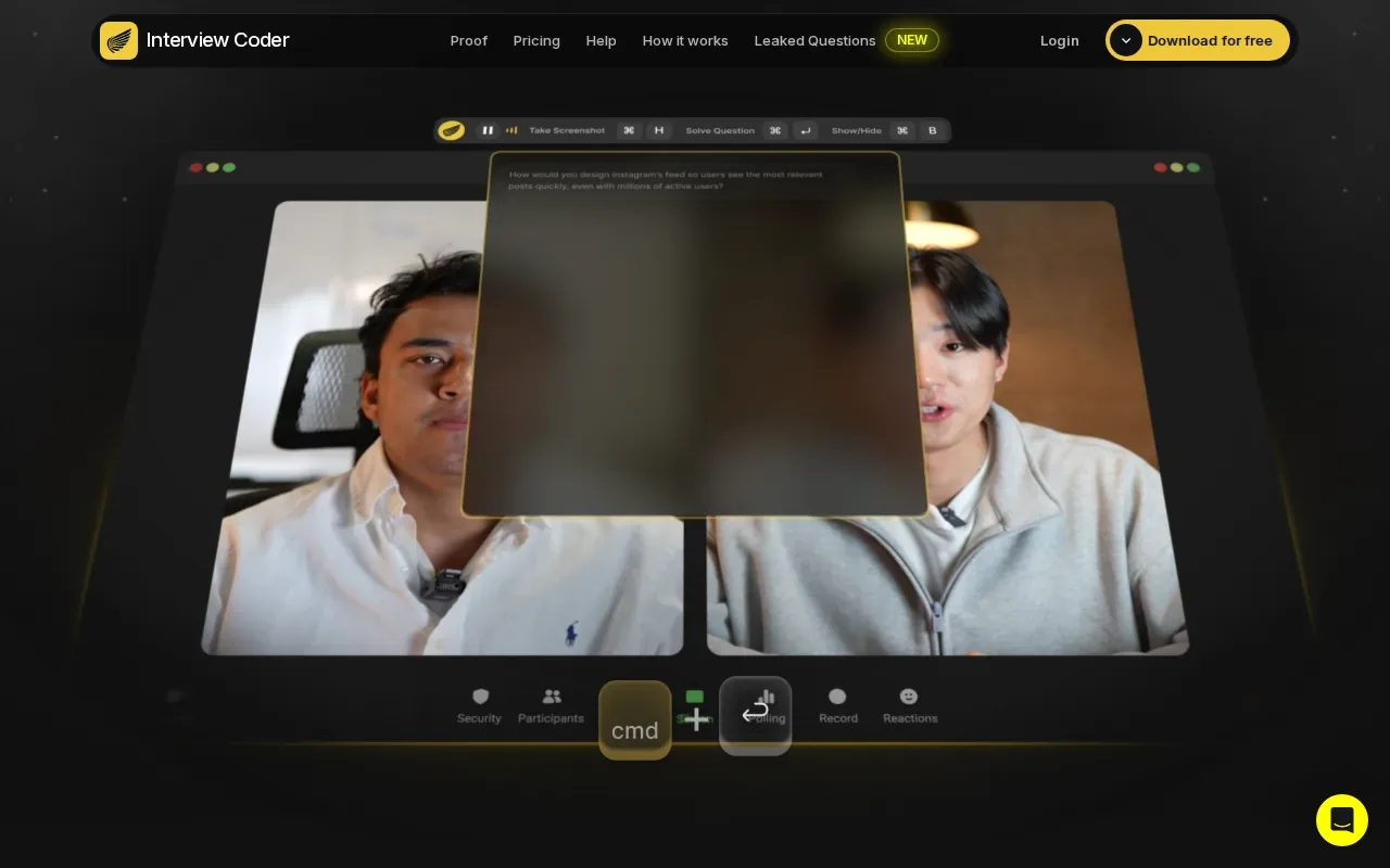 Screenshot of the Interview Coder website