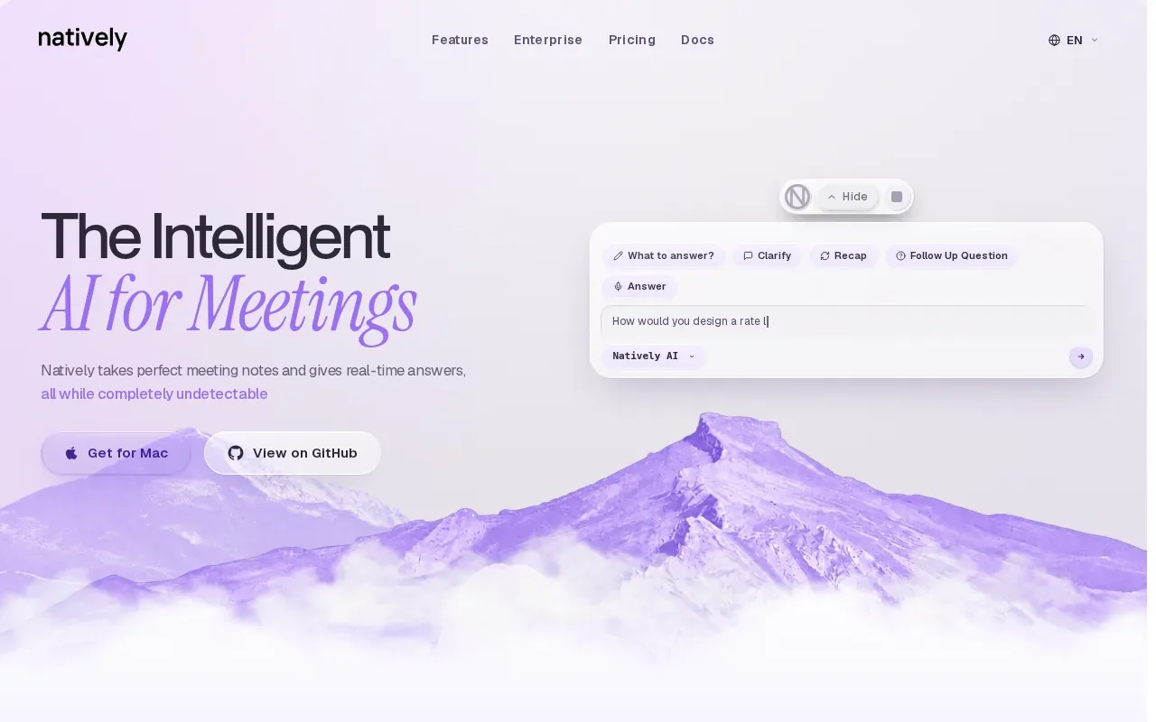 Screenshot of the Natively website