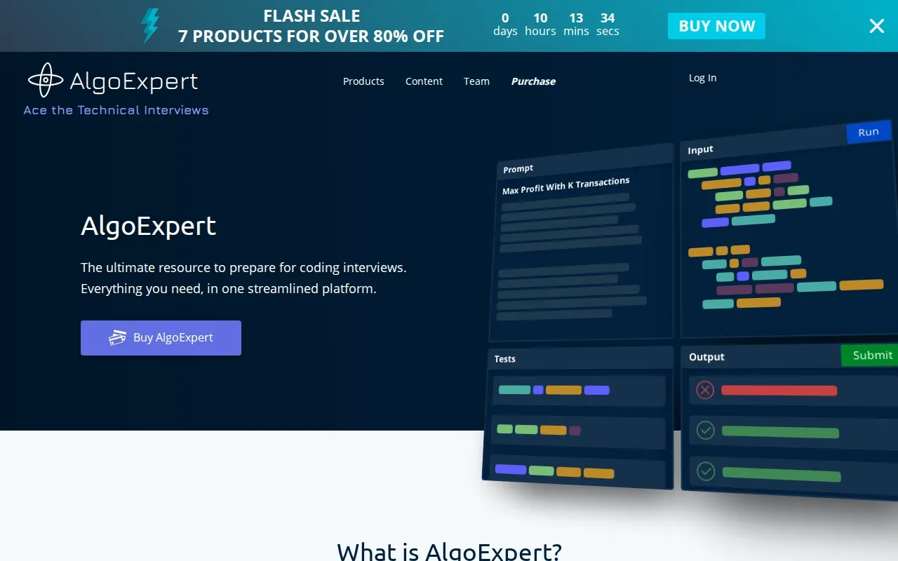 Screenshot of the AlgoExpert website