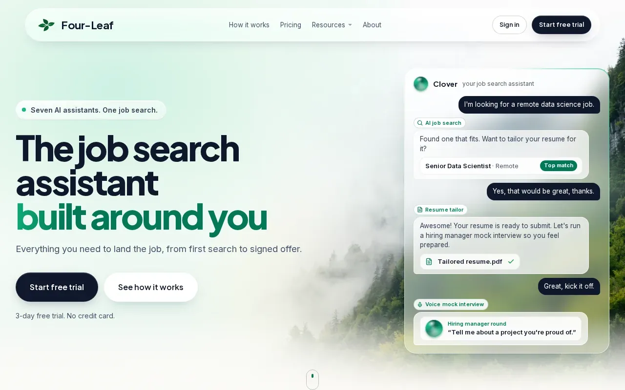 Screenshot of the Four-Leaf website