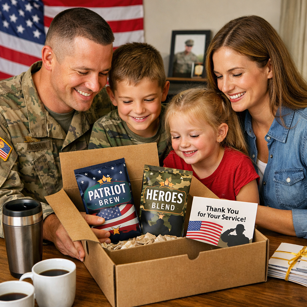 A photorealistic image related to coffee-subscription-for-military-families. Alt: coffee-subscription-for-military-families