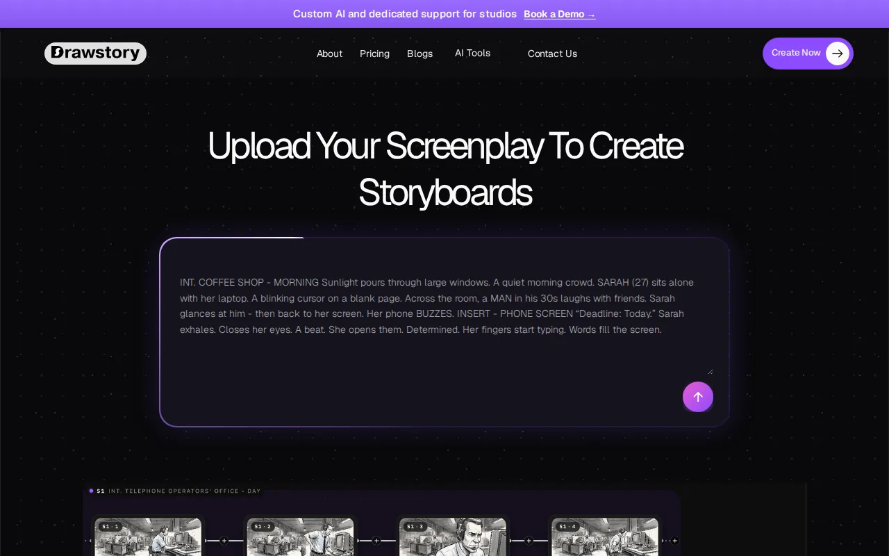 Screenshot of the Drawstory website