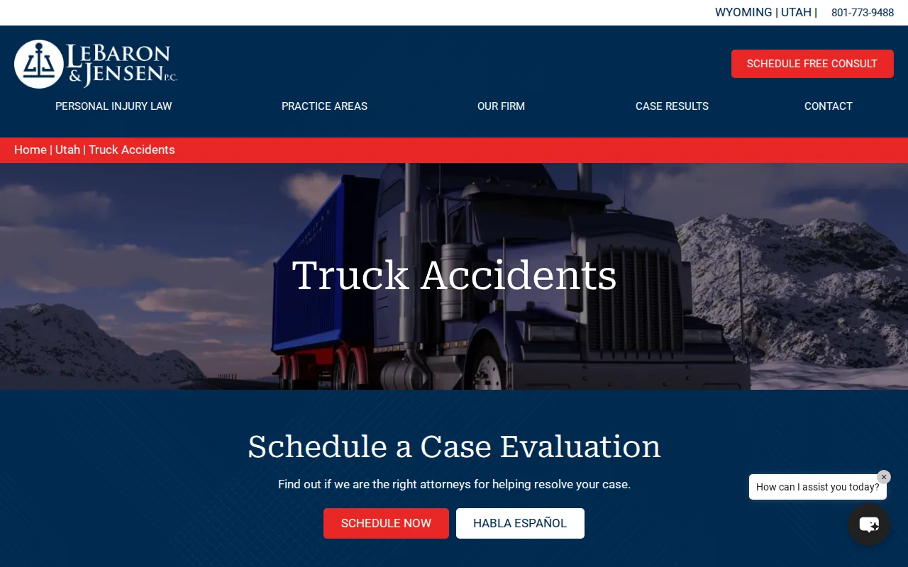 Screenshot of the LeBaron & Jensen website