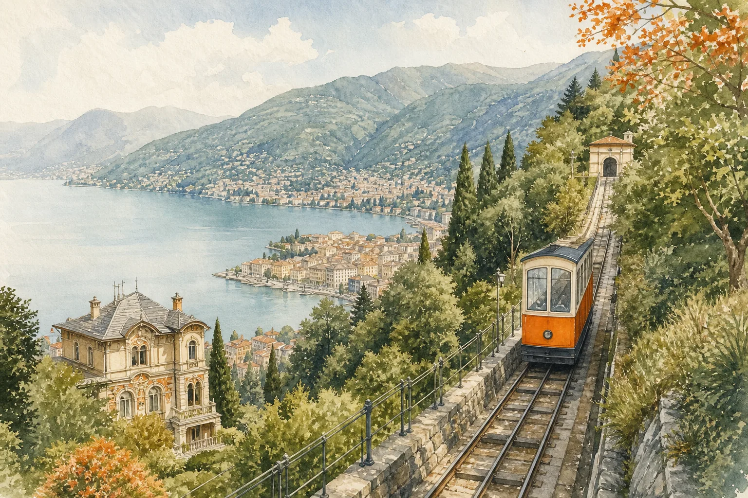 Como funicular route from Como to Brunate