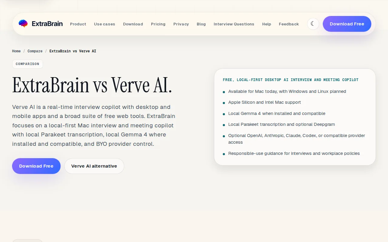 Screenshot of the ExtraBrain website