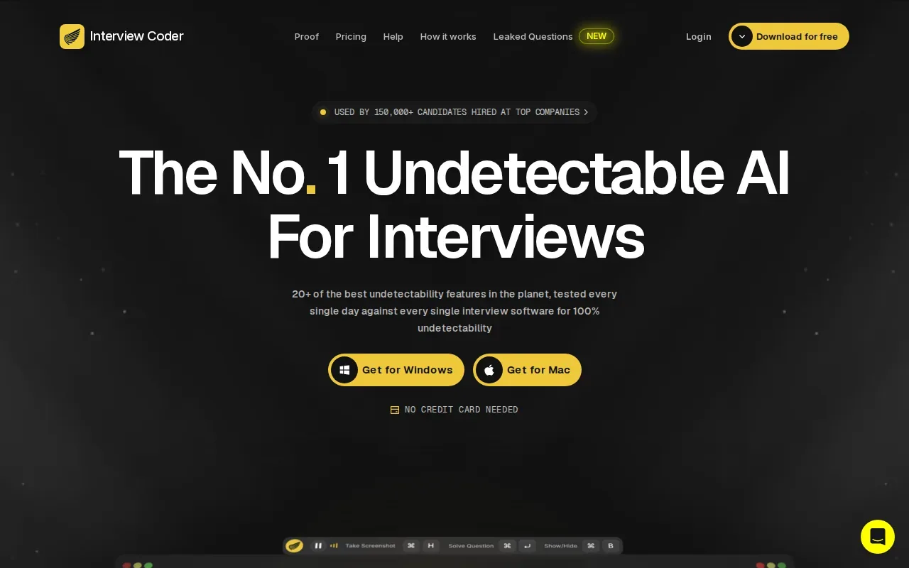 Screenshot of the Interview Coder website