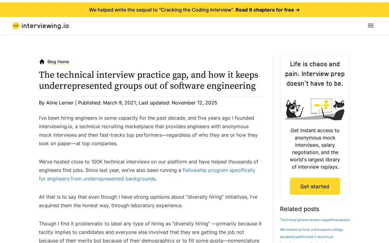 Screenshot of the Interviewing.io website