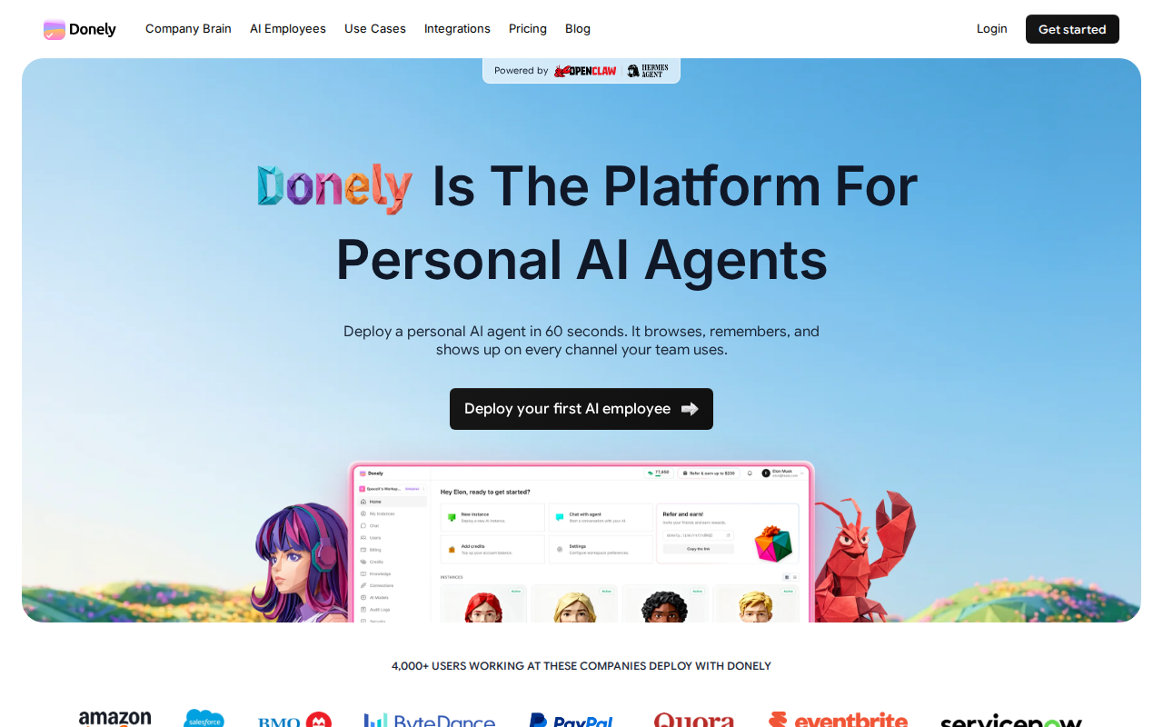 Donely homepage screenshot