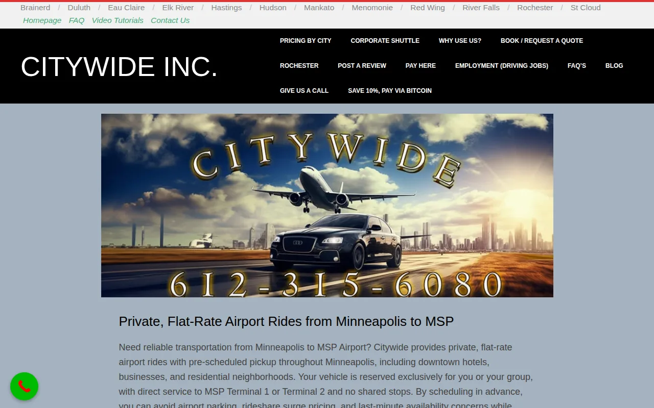 Screenshot of the Citywide MSP website