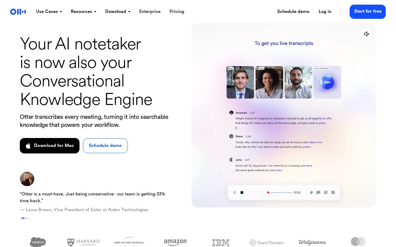 Screenshot of the Otter.ai website