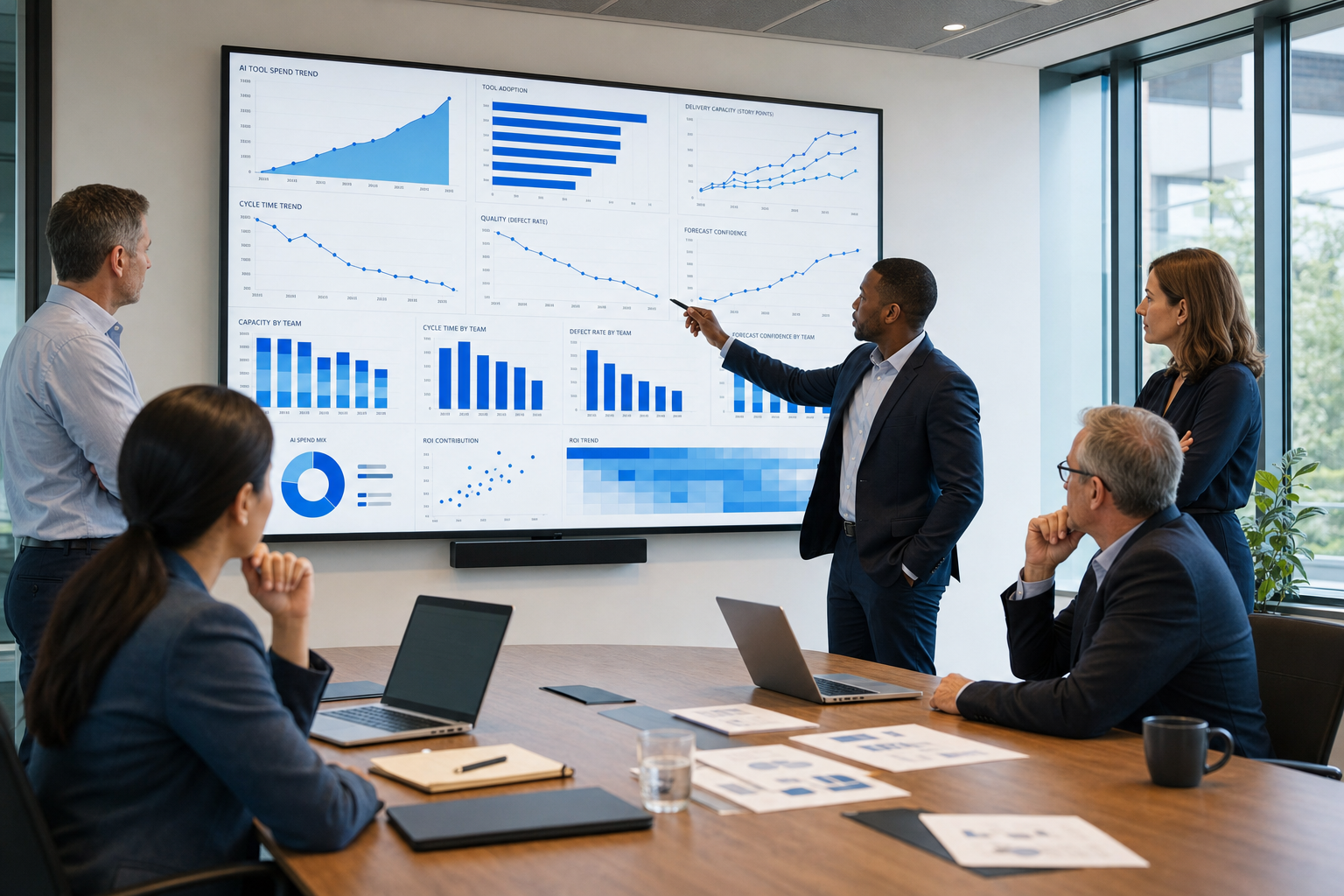 engineering AI investment ROI planning dashboard for CFO and CTO review.