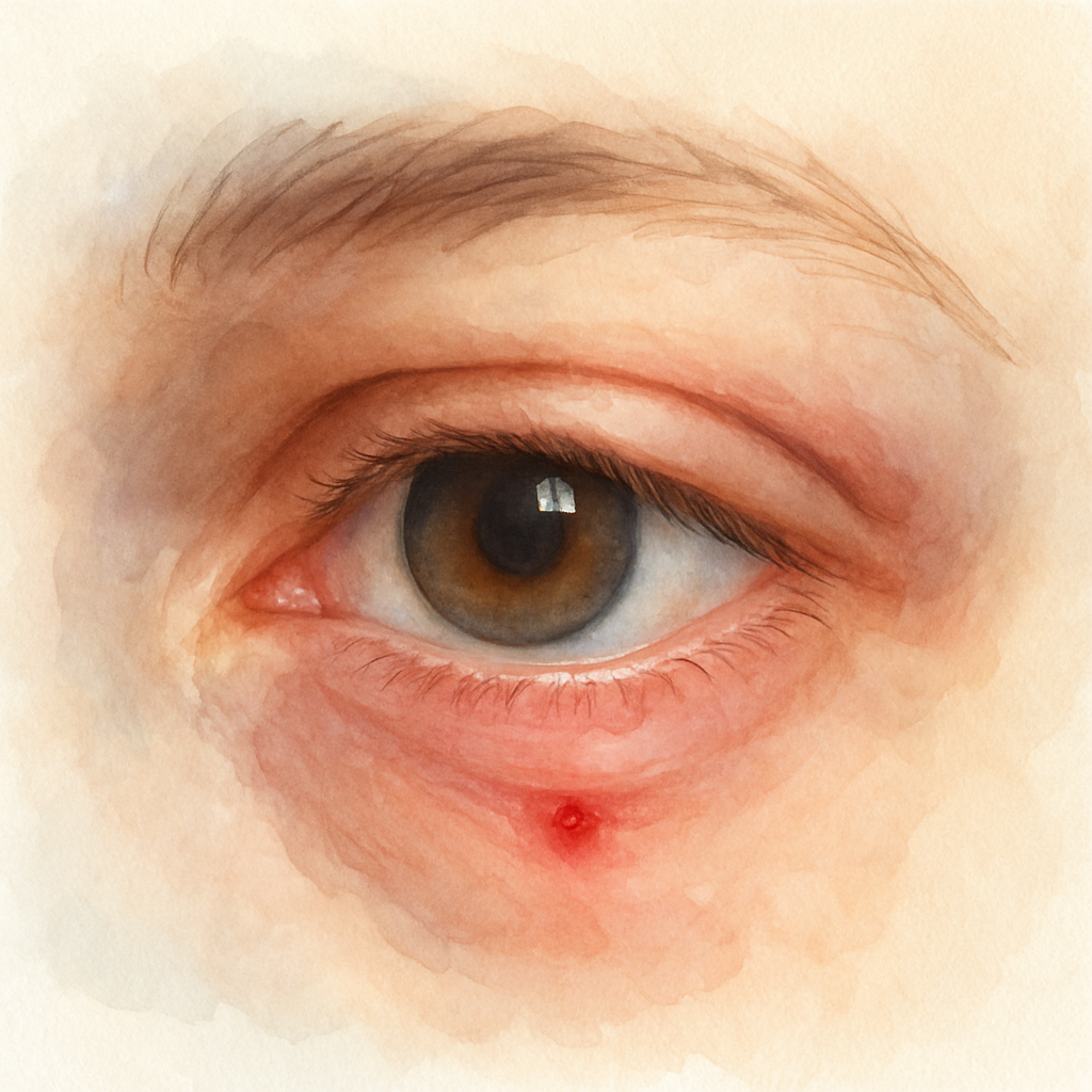 A close‑up of a calm eye after injection, showing a soft light reflecting off the cornea. Alt: Post‑treatment eye care after brvo treatment